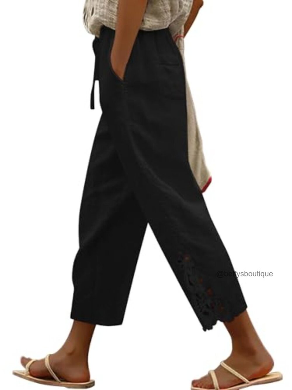 Cotton Linen Pants Lightweight Drawstring Waist Summer Lounge Trousers
